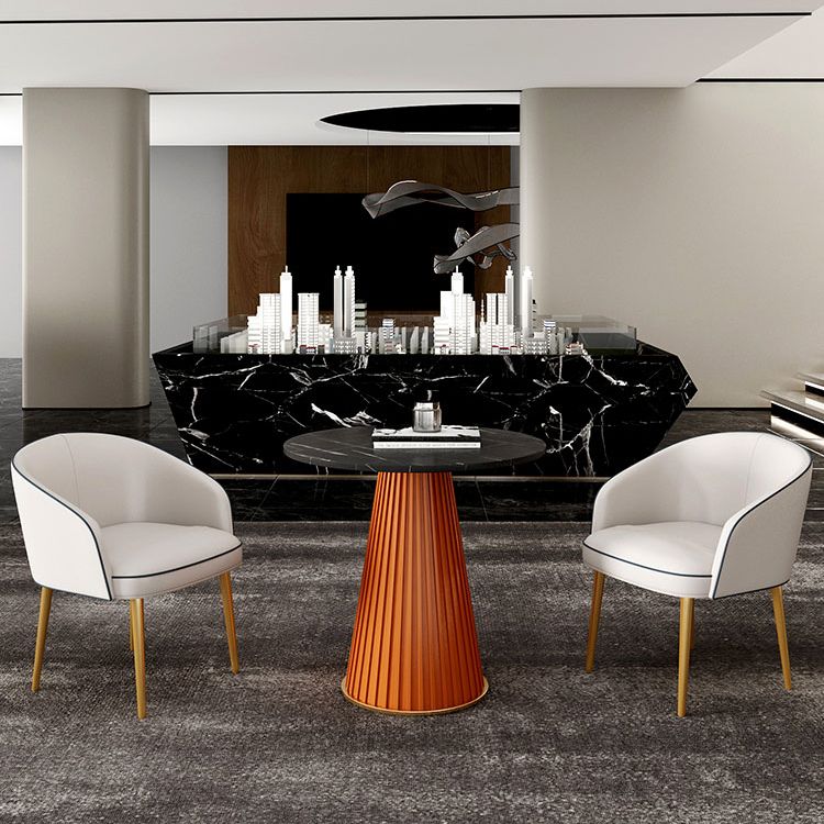 1/3/4/5 Pcs Metal Modern Dining Room Set with Round Table and Metal Base Dining Set