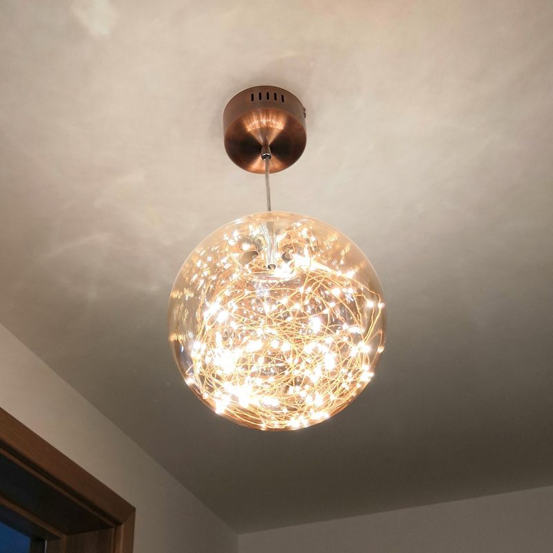 Ball Pendant Light Kit Minimal LED Glass Down Lighting with Inside Glowing String