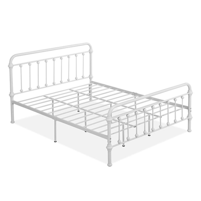 Contemporary Standard Bed Iron Frame with Rectangular Spindle Headboard