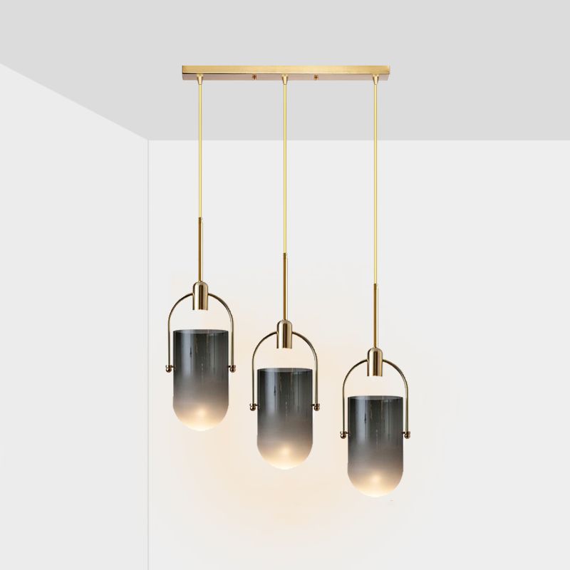 Multi Light Barrel Hanging Pendant Modern Style Glass Hanging Lighting for Living Room