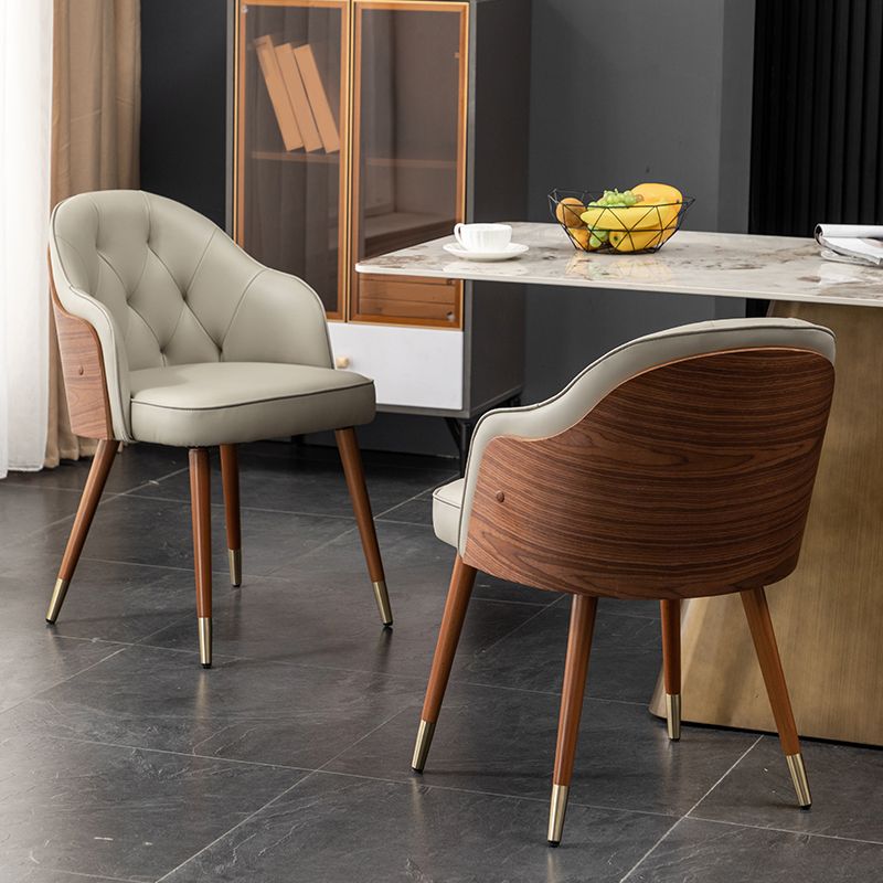 Silla de comedor de cuero de microfibra estilo Glam, silla con brazo trasero sólido