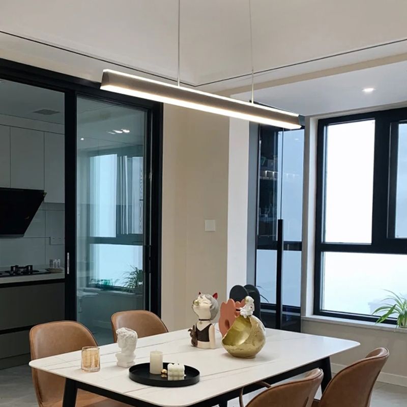 Rechteck Island Leuchte Einfache LED -Restaurant Hängende Lampe mit Acrylschatten