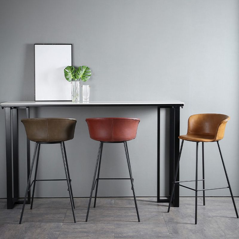 Modern Bucket Low Back Counter Chair Faux Leather Counter Bar Stool for Dining Room