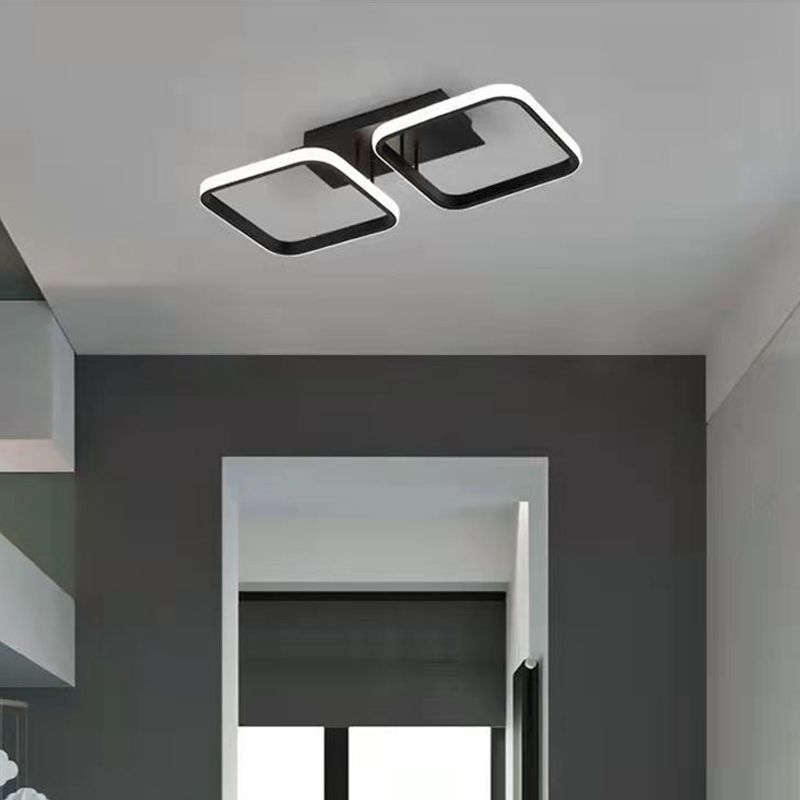 Metall quadratische Schatten Flush Deckenleuchte moderne Multi -Leuchten Flush -Montierung in Schwarz