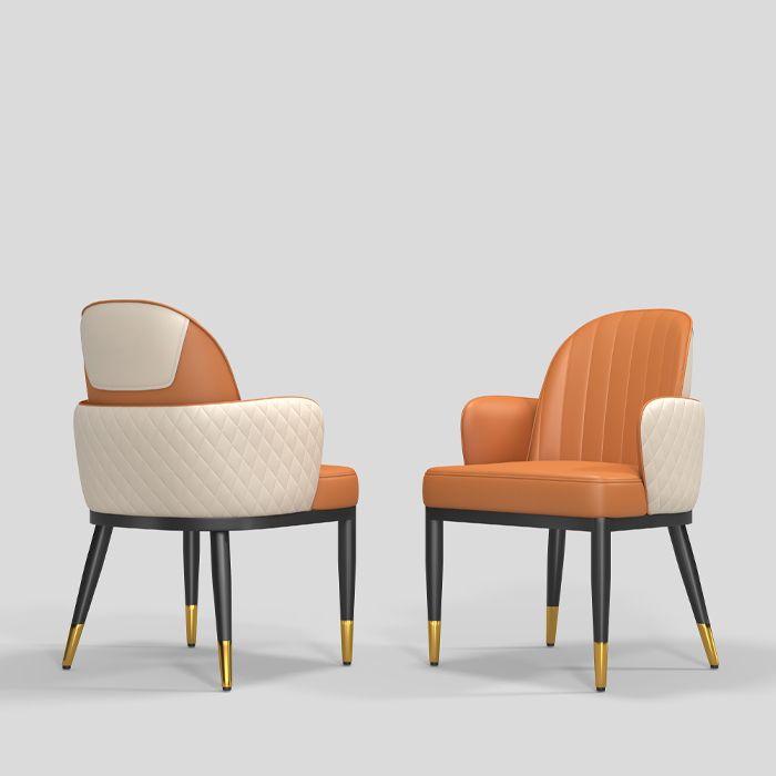 Minimalist Style Solid Back Dining Side Chairs Leather Dining Chairs for Kitchen