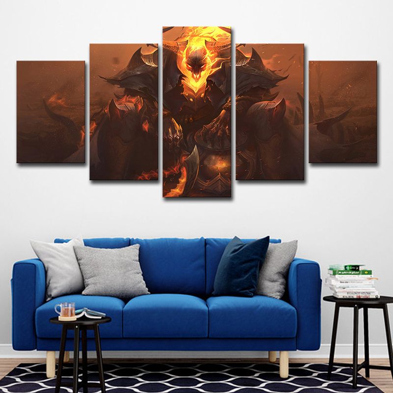 Kids LOL Thresh Printed Canvas Yellow Multi-Piece Wall Art Decor for Teenage Bedroom