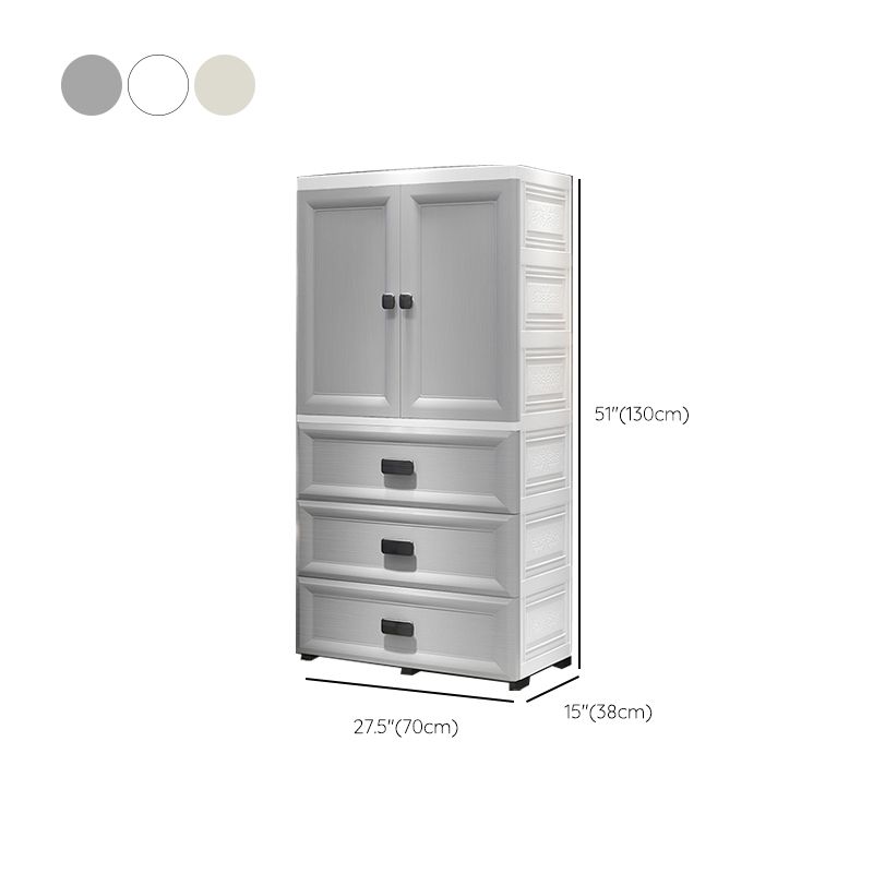 Modern Plastic Storage Cabinet for Bedroom Matte Finish Cabinet with Hinged Door