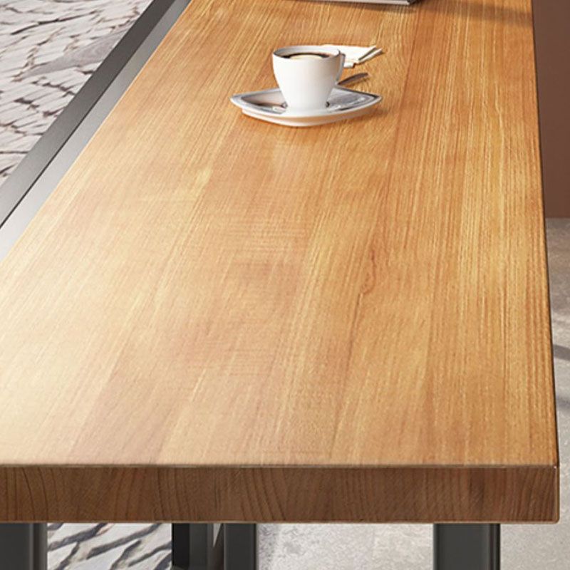 Modern Wood Pub Table with Rectangle Table Top Black Trestle Table with 42-inch Height