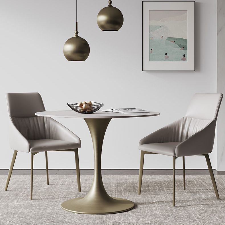 Glam Round Dining Set 1/2/3 Pcs Sintered Stone Dining Table with Armless Chairs