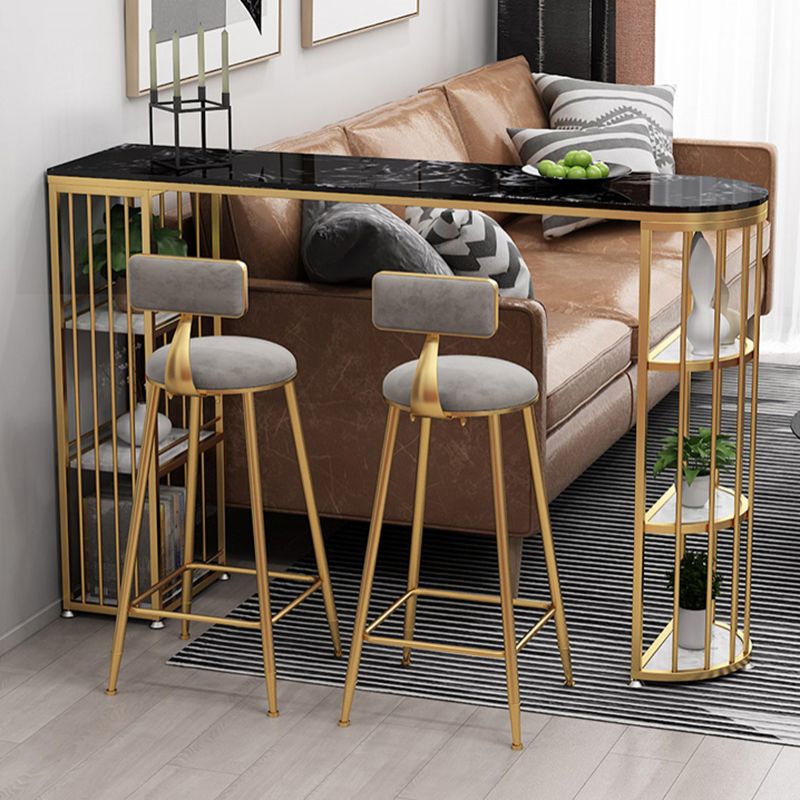 Tavolo da bar per pub in marmo in finto glam tavolo da pranzo a doppio piedistallo in ferro con 6 scaffali