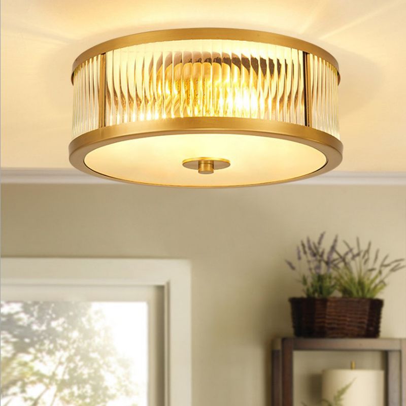 Glazen inbouwarmatuur Traditionele stijl Gouden trommel Woonkamer Inbouwverlichting