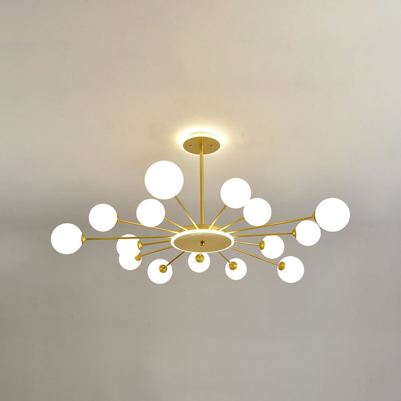 Glass Spherical Shape Chandelier Light Modern Style Multi Light Hanging Lamp for Bedroom