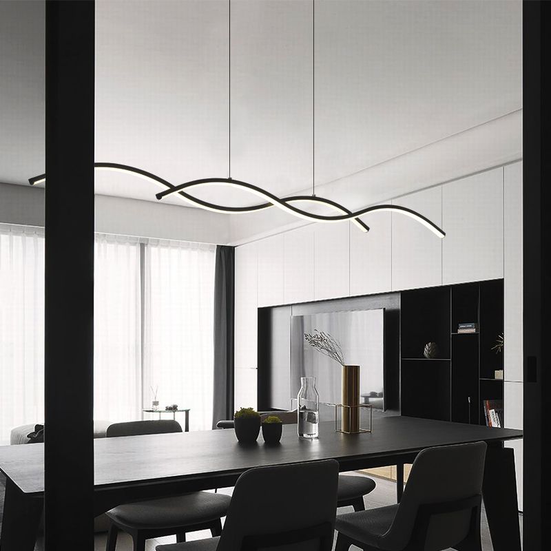 1 luminaire de plafond linéaire à LED de lumière Nouveau pendentif en aluminium noir moderne