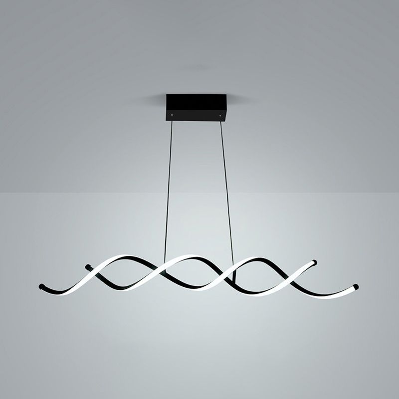 Luce isola a led nera in silicone nella moderna semplicità in alluminio a sospensione lineare per sala da pranzo