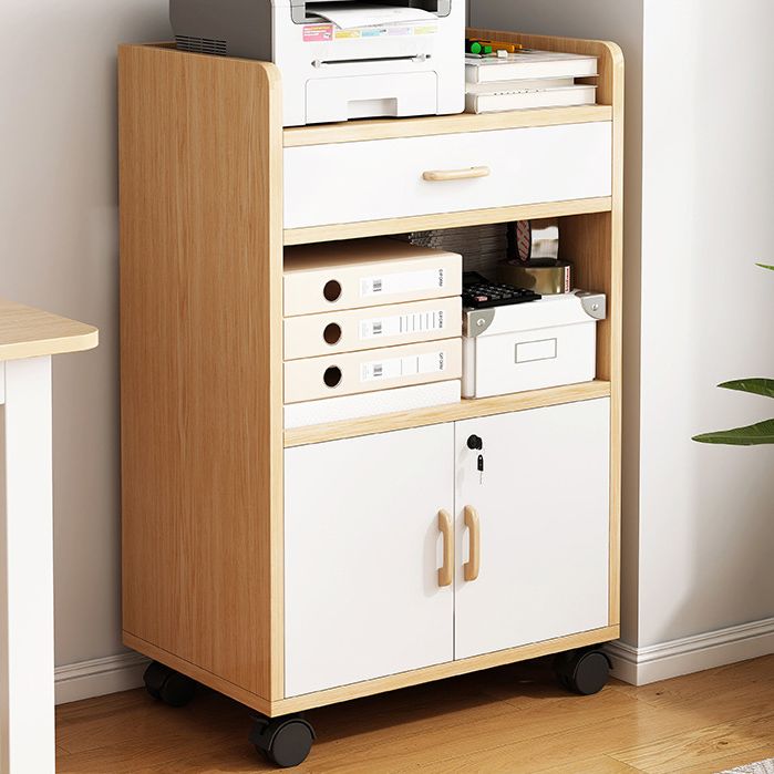 Engineered Wood Bookcase with Doors Vertical Bookshelf for Office
