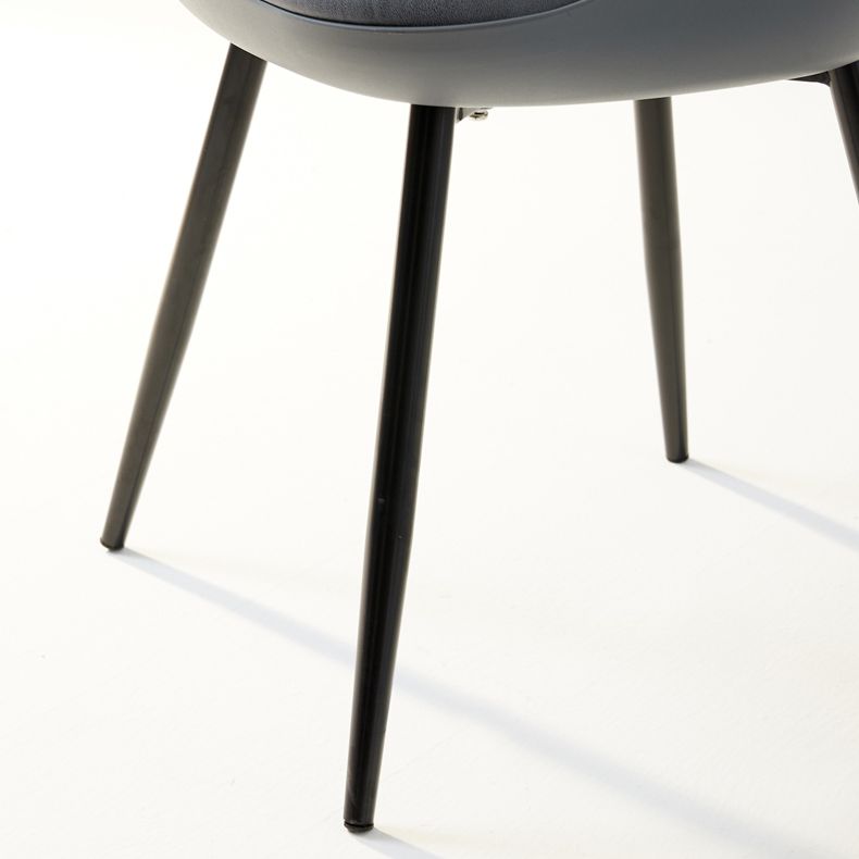 Leather Upholstered Armless Dining Chairs Solid Back Side Chairs with Metal Legs