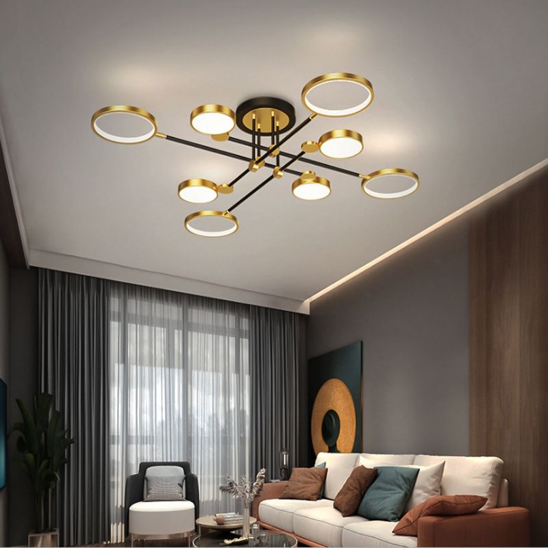 Ring kroonluchter hanglamp modernistische metalen hangende lampen met hangende koord voor woonkamer