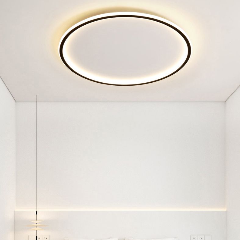 Runde Unterputz-Beleuchtung, minimalistische LED-Deckenleuchte aus Aluminium in Schwarz und Weiß
