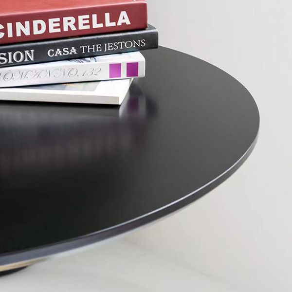 Mesa de comedor redonda contemporánea de metal mesa de madera maciza para comedor