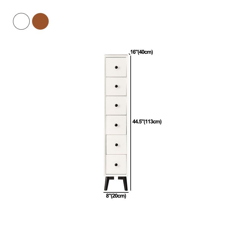 Modern Wooden Lingerie Chest Bedside Vertical Storage Chest in White and Brown