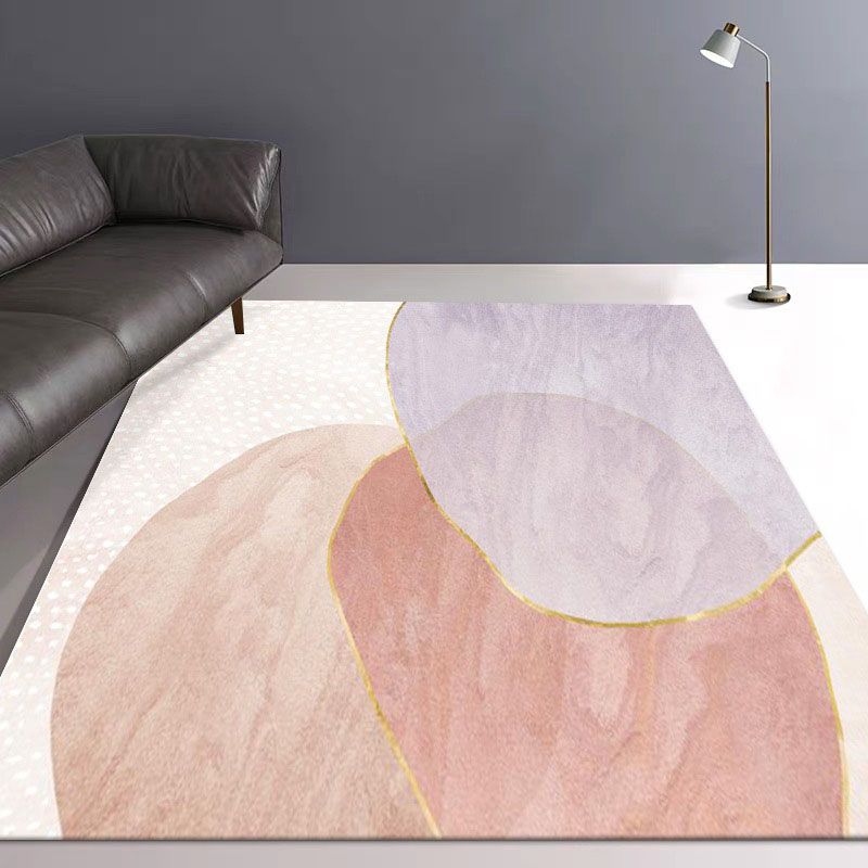 Black Simplicity Rug Polyester Color Block Rug Non-Slip Backing Rug for Home Decor