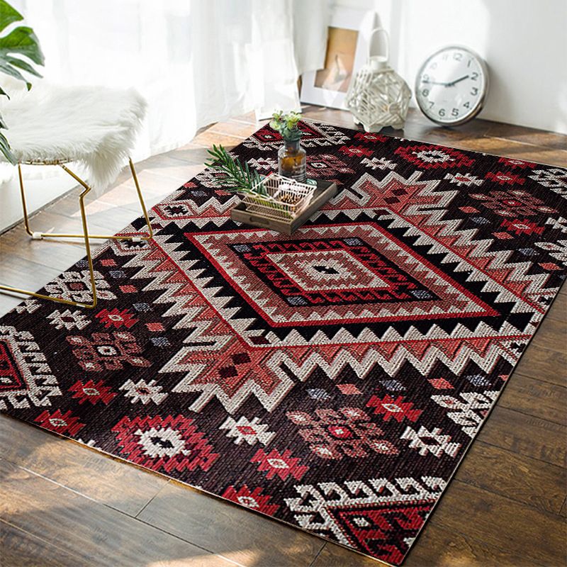 Bohemian Tribal Totem Rug Multicolor Polyester Carpet Stain Resistant Area Rug for Living Room