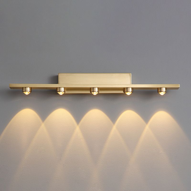 Modern Style Linear Shade Wall Sconce Metal Multi Lights Wall Mounted Lighting in Brass
