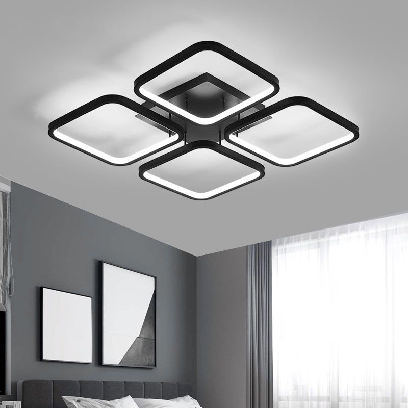 Zwart vierkant semi -spoel licht eenvoud led aluminium plafond spoelmontage licht voor slaapkamer