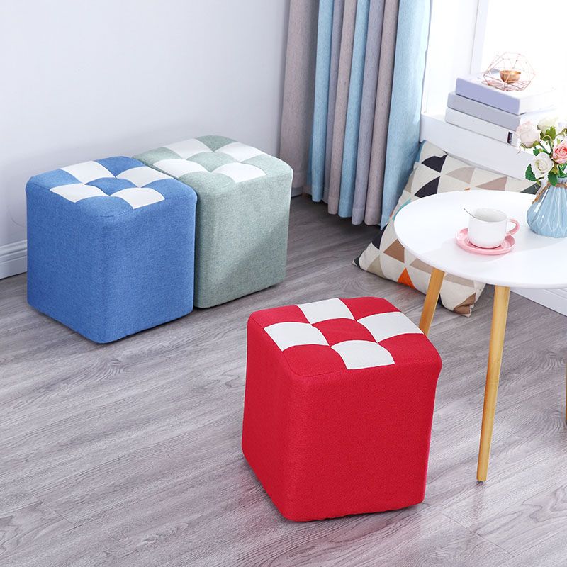 Modern Square Pouf Wooden Frame Cotton Pouf for Drawing Room