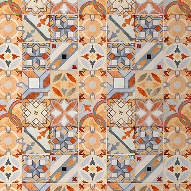 Boho Mosaics Tile Stick Wallpaper Panel Orange-Blue Kitchen Wall Covering, 8' x 8"