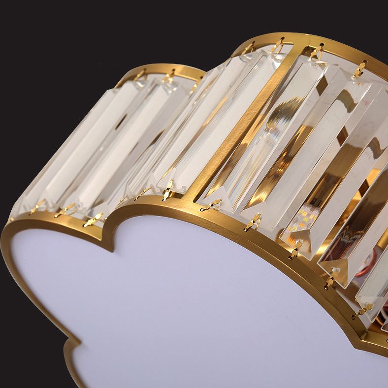 Plafonnier géométrique en laiton de style rétro colonial, plafonnier d'intérieur en cuivre avec abat-jour en cristal