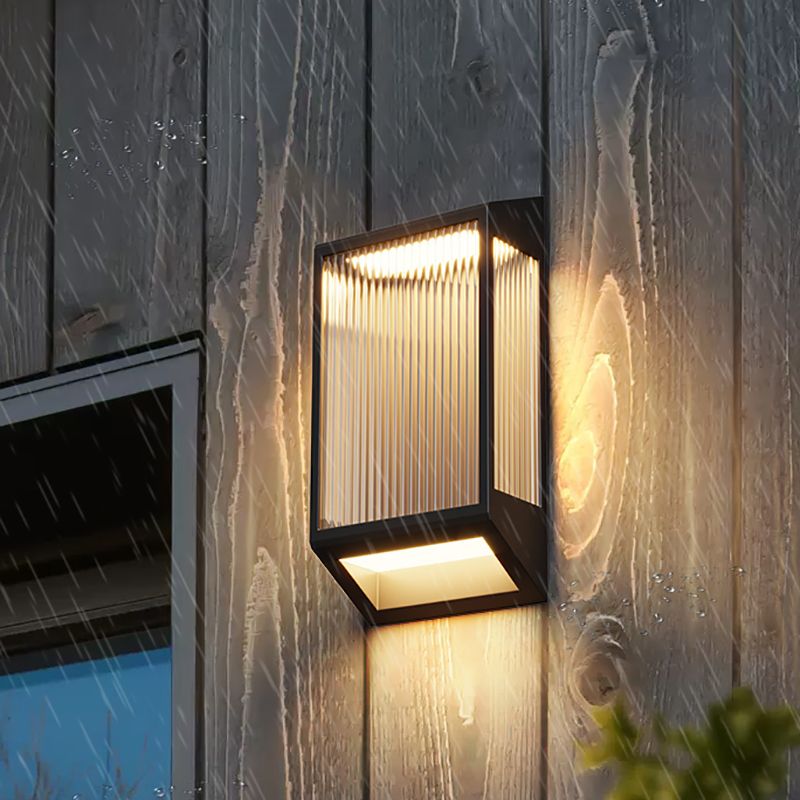 Simple Wall Sconce Black Outdoor Wall Light Fixture with Glass