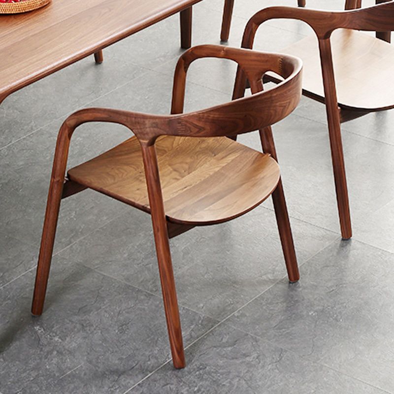 Contemporary Tea Room Wood Arm Chair Walnut and Natural Open Dining Chair