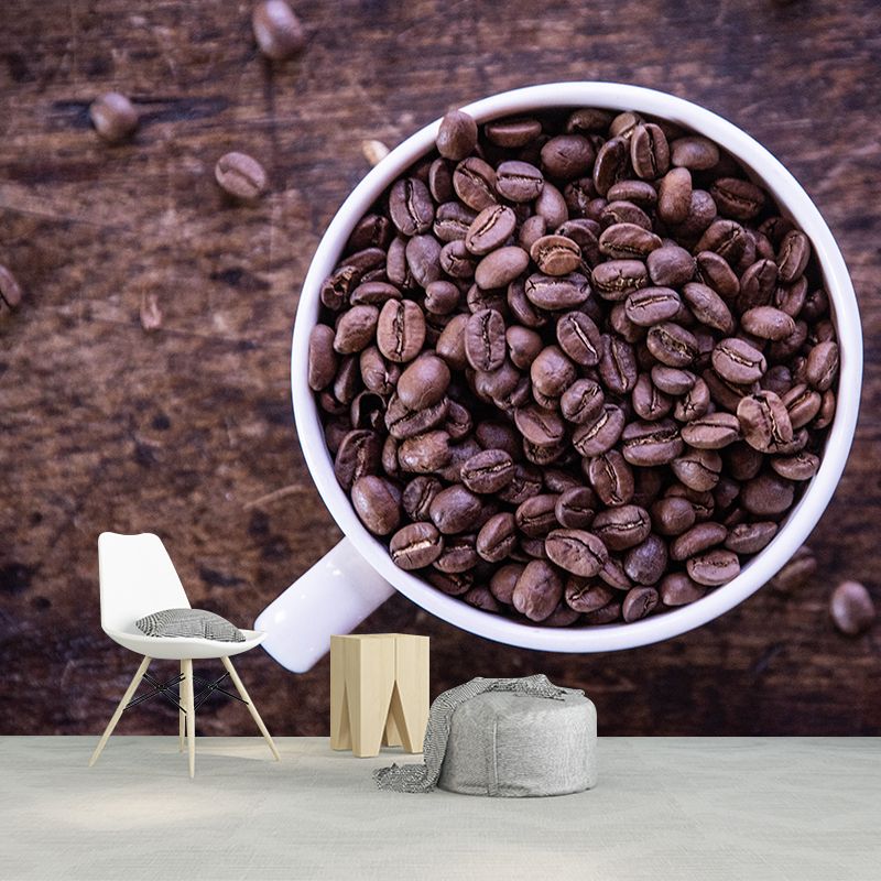 Roasted Coffee Beans Modernist Wall Covering for Coffee Shop, Moisture Resistant