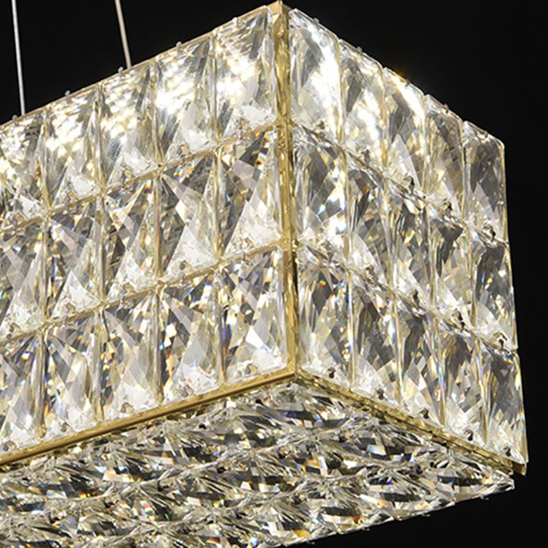 Contemporary Style Rectangle Shape Island Light Crystal 1 Light Island Lighting