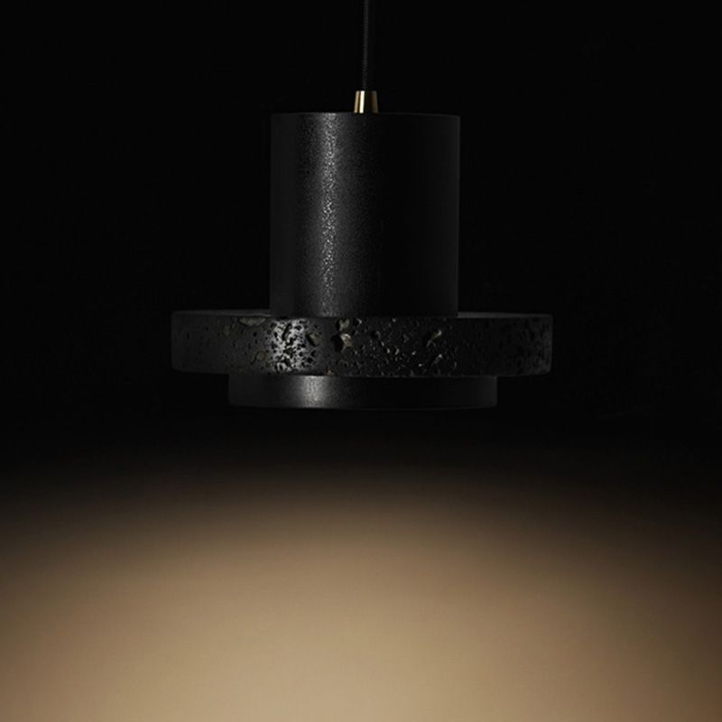 Black Hat Shaped Pendant Lighting Nordic 1 Bulb Lava Stone Suspension Light Fixture