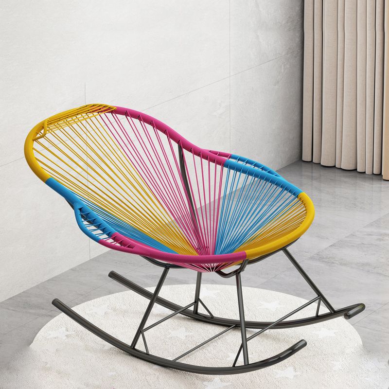 Creative Indoor Rocking Chair Woven Rope Rocker Chair with Dark legs