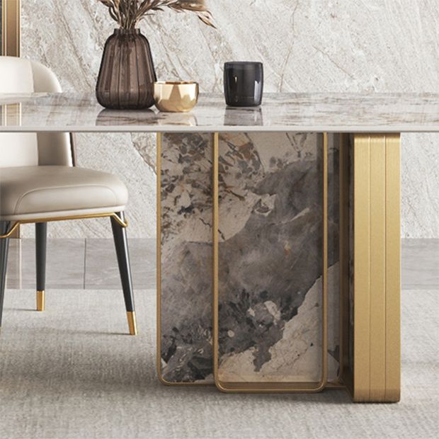 Nordic Glam Rectangle Sintered Stone Table Set 1/4/5/6/8 Pieces Dining Set