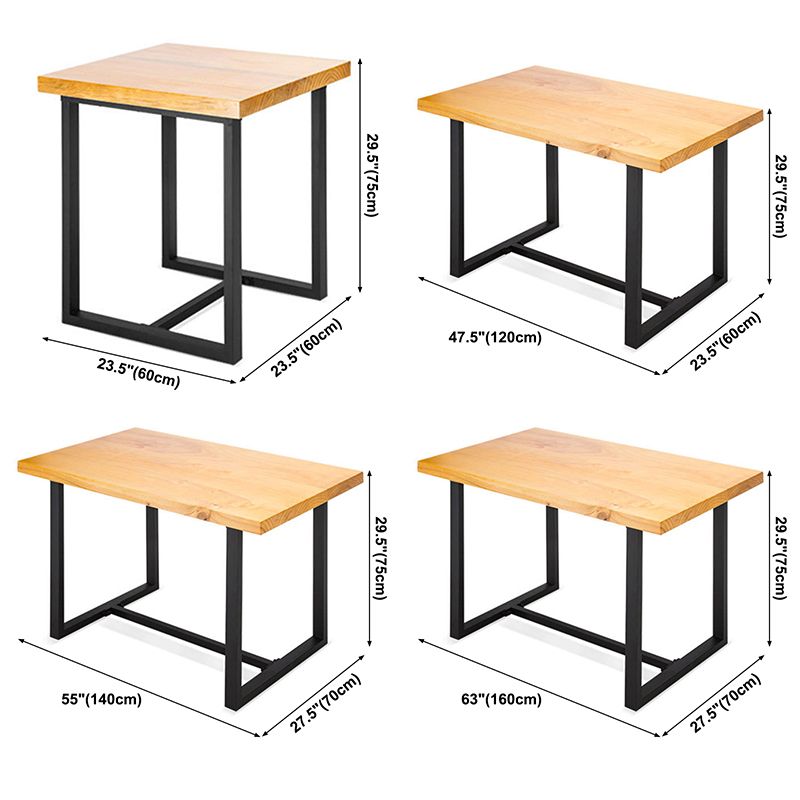 Industrial Solid Wood Dining Table Brown Trestle Dining Table for Dinning Room