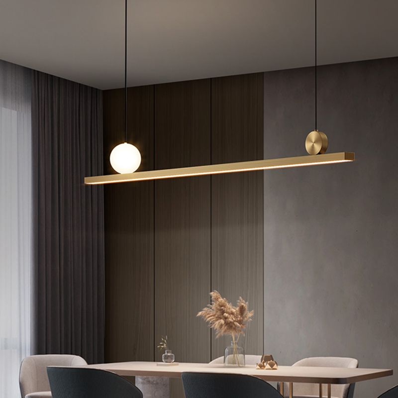 Modern 2-Light Kitchen Pendant Lights Linear Metal Island Light Fixtures