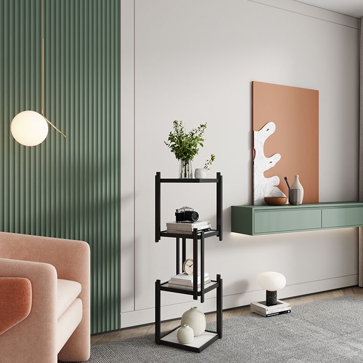 Glam Style Open Bookshelf Vertical Shelf Bookcase for Home Office