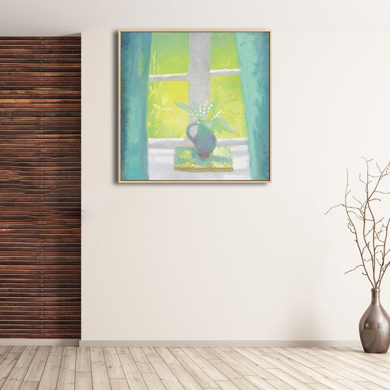 Farmhouse Canvas Wall Art Pastel Color Vase in the Window Painting for Family Room