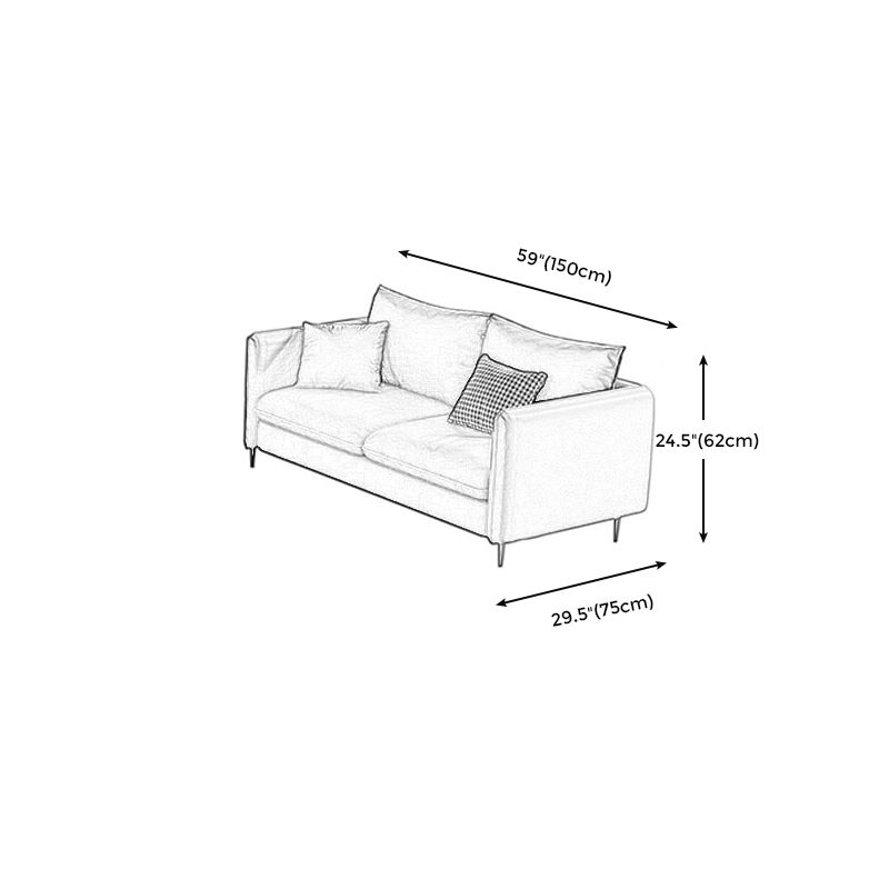 Contemporary Standard Square Arm Settee Bench with Pillows in Grey