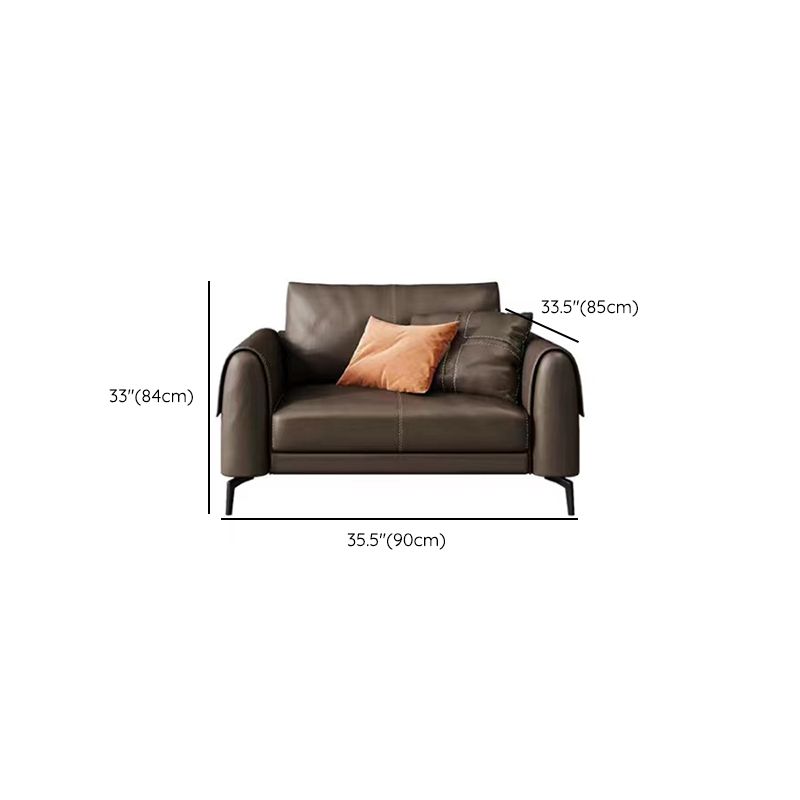 Bonus Room Leather Sofa in Dark Brown Modern Loose Back Seating