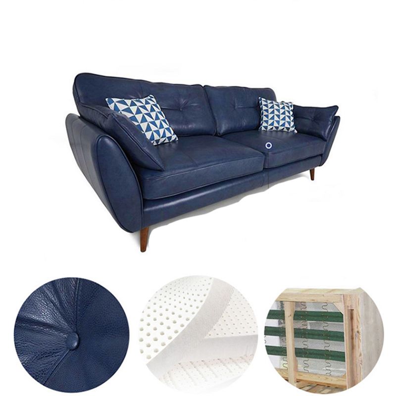 33.86" H Genuine Leather Flared Arm Sofa with Cushions for Living Room,Apartment