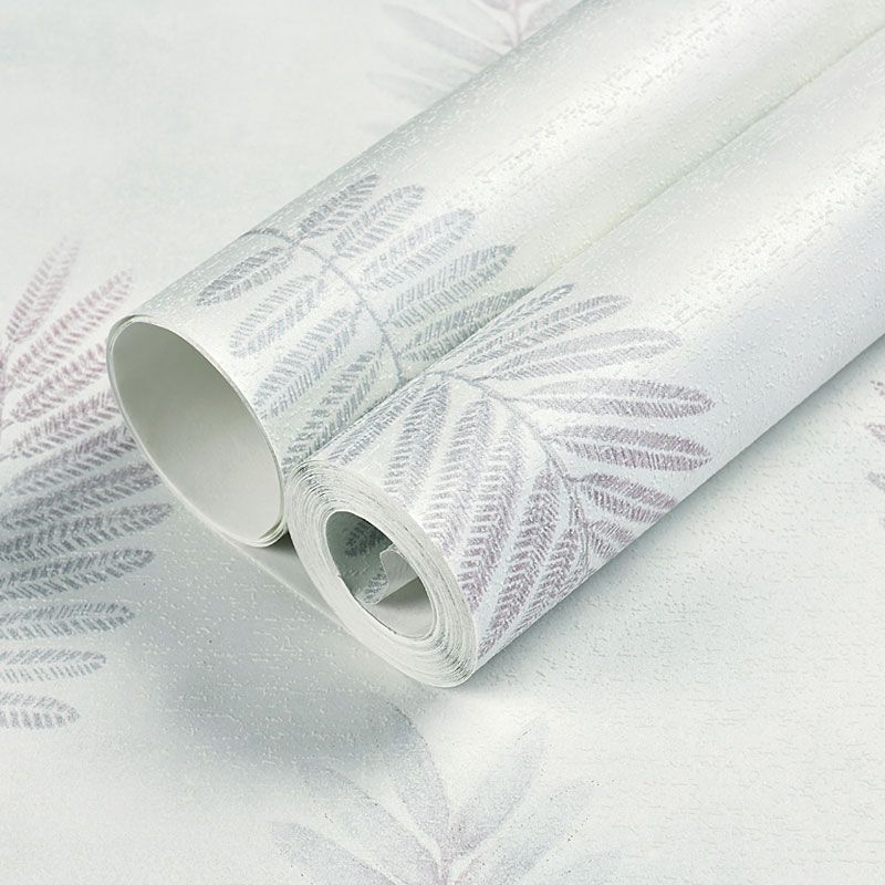Contemporary Wall Art in Pastel Color Leaves Wallpaper Roll, Non-Pasted, 20.5 in x 31 ft
