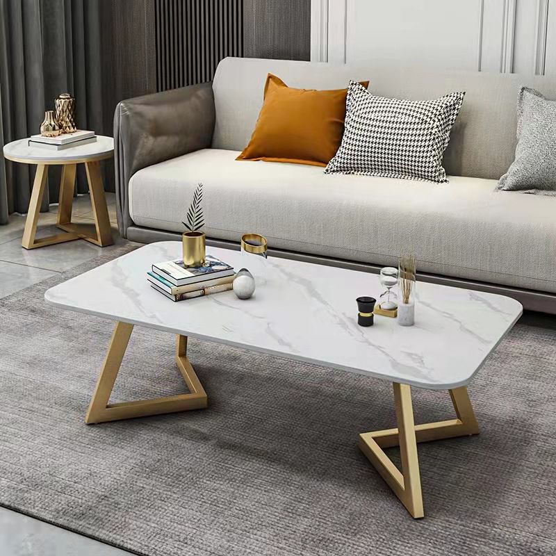 Glam Slate Coffee Table Rectangular Cocktail Table for Living Room