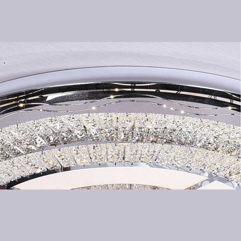 Round Crystal Flush Mount Light Fixture Modern Stainless-Steel LED Flush Light Fixture