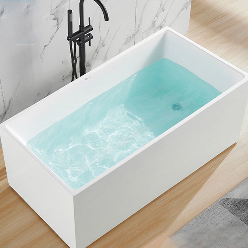 Modern Rectangle White Acrylic Bathtub Back to Wall with Drain Bath Tub