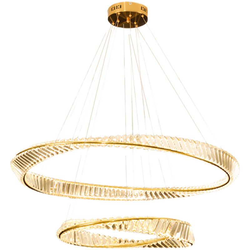 Gold Crystal Hanging Pendant Lights Contemporary style Tiered Hanging Lamps for Living Room